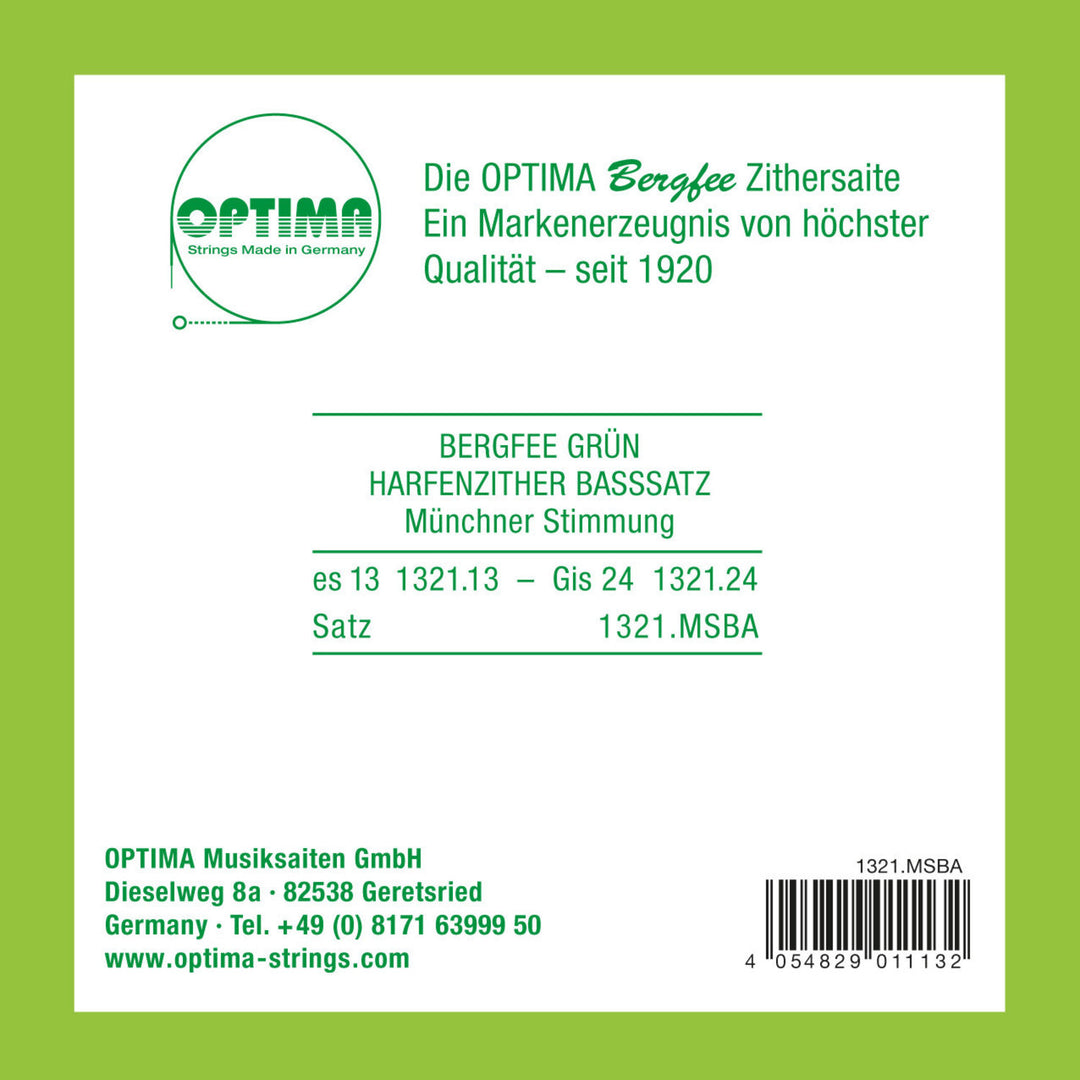 Optima Corde per cetra Harp/air resonance zither nylon verde 1321 - Set basso (1321.MSBA)