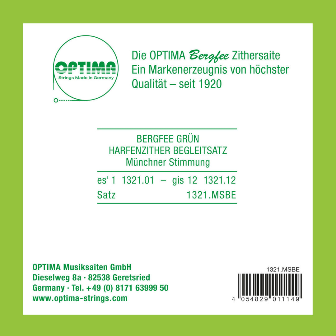 Optima Corde per cetra Harp/air resonance zither nylon verde 1321 - Set (1321.MSBE)