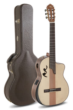 Manuel Rodriguez Elettroacustica Café Cortado Cutaway - Noce fiammato (satinato)