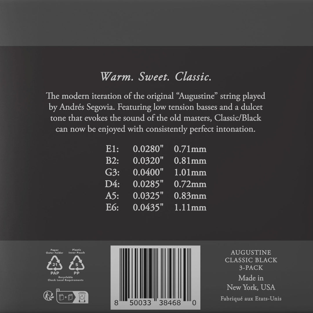 Augustine Corde per chitarra classica Classic Label - 3 x set Classic Black (normale/bassa)