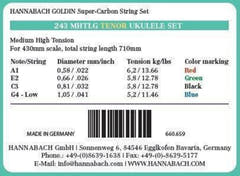Corde Hannabach per ukulele Tenore Ukulele Goldin 243MHTLG low G - Set Low G (243MHTLG)