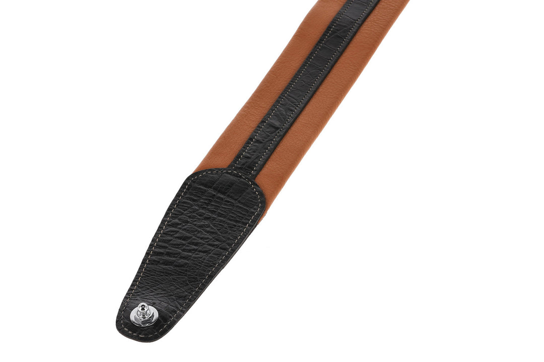 GEWA Guitar Straps Prestige 65 padded Security Locks - sabbia asciutta/nero