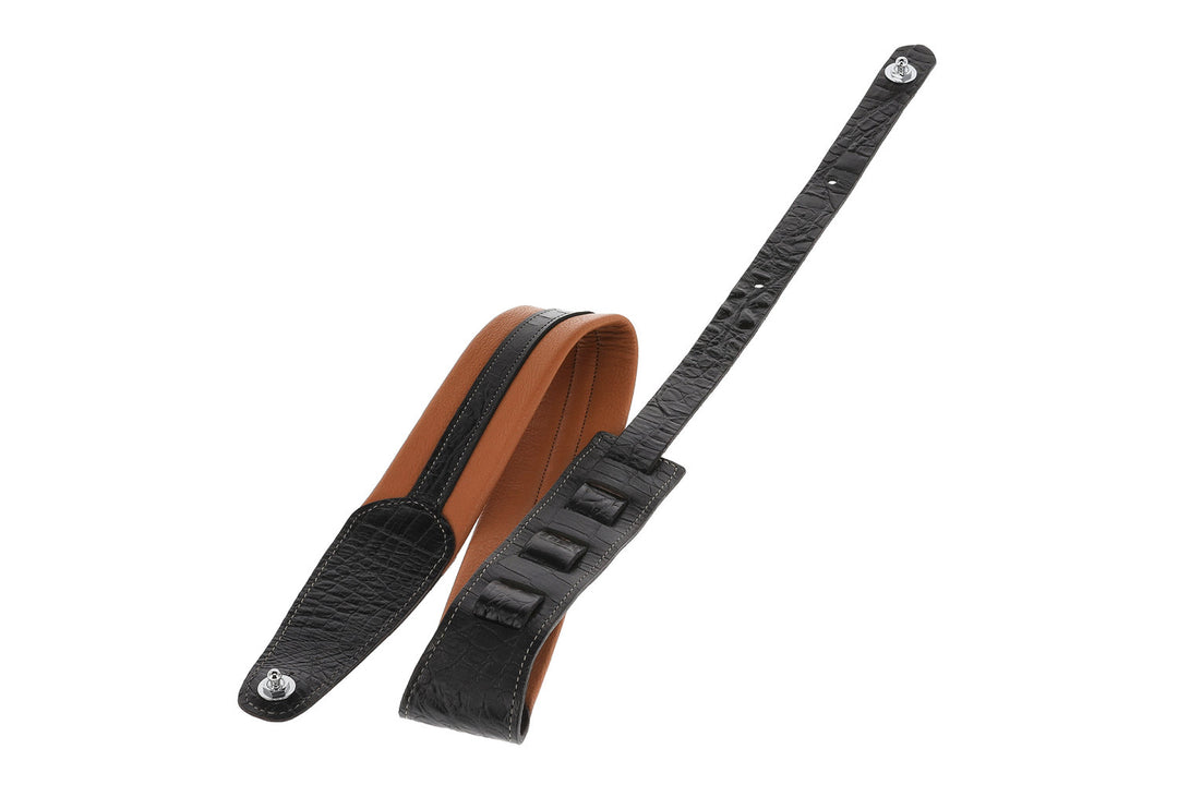 GEWA Guitar Straps Prestige 65 padded Security Locks - sabbia asciutta/nero