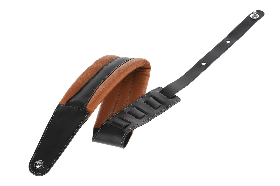GEWA Guitar Straps Prestige 85 padded Security Locks - sabbia asciutta/nero