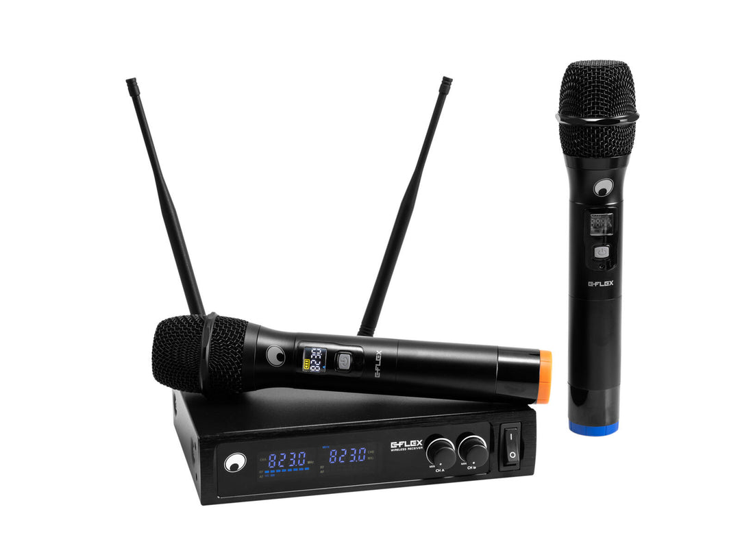 OMNITRONIC UHF E-FLEX 2, sistema microfonico wireless 823-832/863-865 MHz