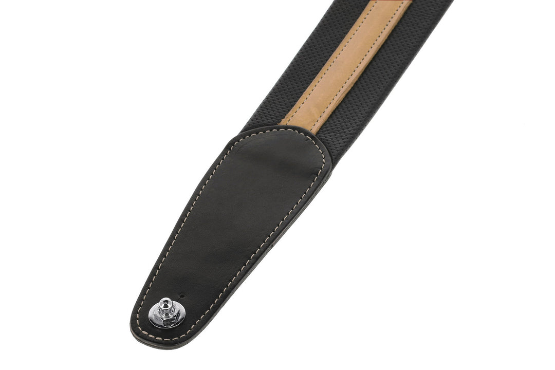 GEWA Chitarre Straps Prestige 65 padded Security Locks - black punctured/brown