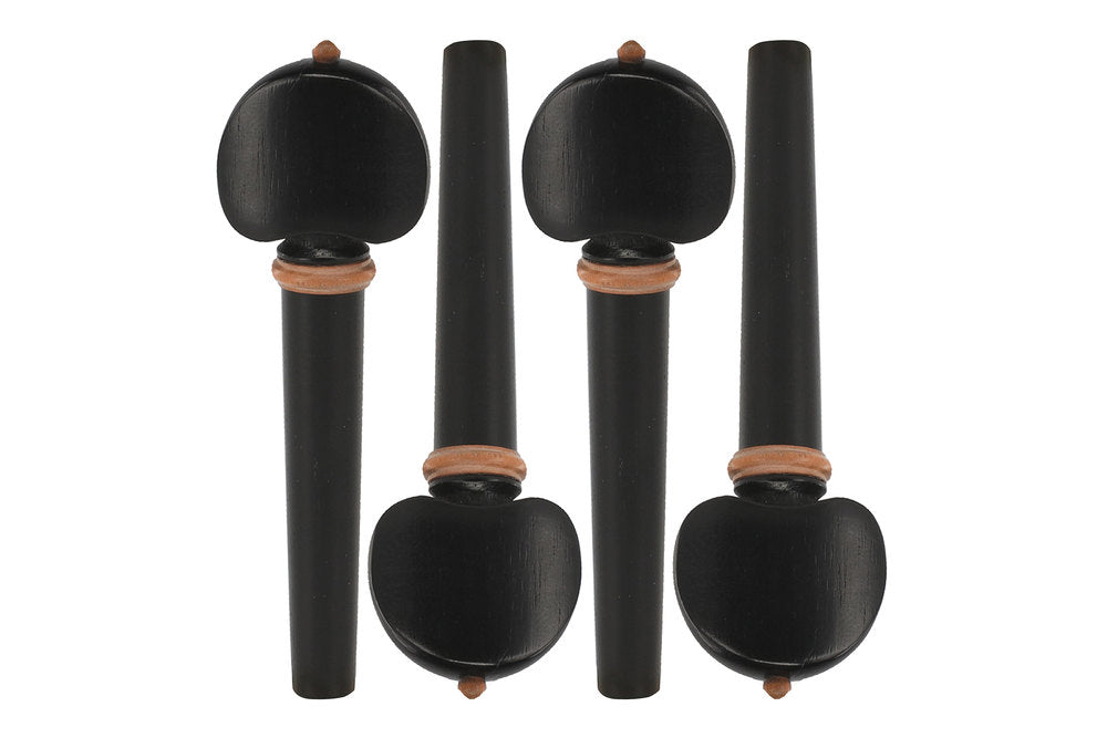 Pioli per violino GEWA Hill in ebano, 4/4, bottone beige, 4 pz.