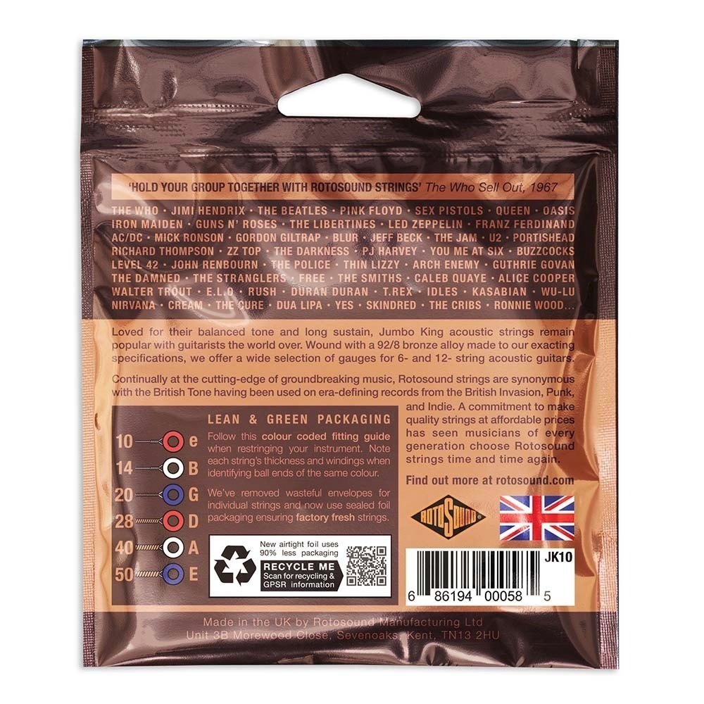 Rotosound Jumbo King JK10 corde per chitarra acustica 10-50