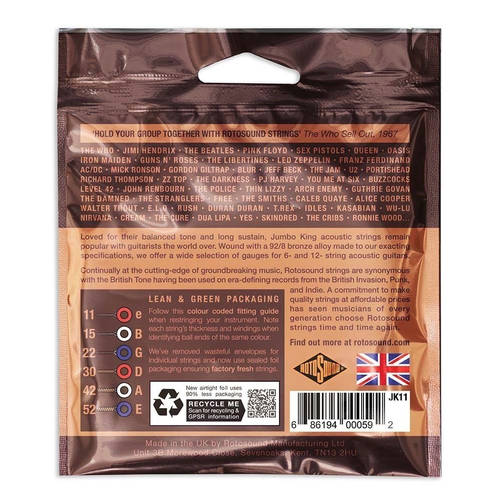 Rotosound Jumbo King JK11 corde per chitarra western 11-52
