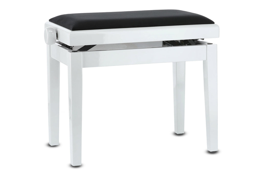 GEWA Panca per pianoforte Deluxe - Bianco lucido (Seduta nera)