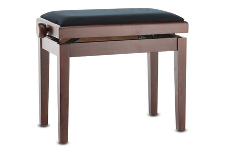 GEWA Deluxe panca per pianoforte, noce scuro opaco, seduta nera in velluto