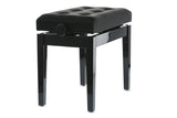 GEWA Piano bench Deluxe Leather Black, Highgloss - Black cover made of artificial leather