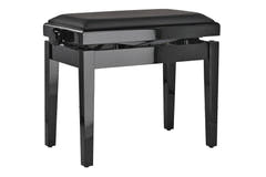 GEWA panca per pianoforte Deluxe Autolift Vinyl - Black lucido (seduta nera)