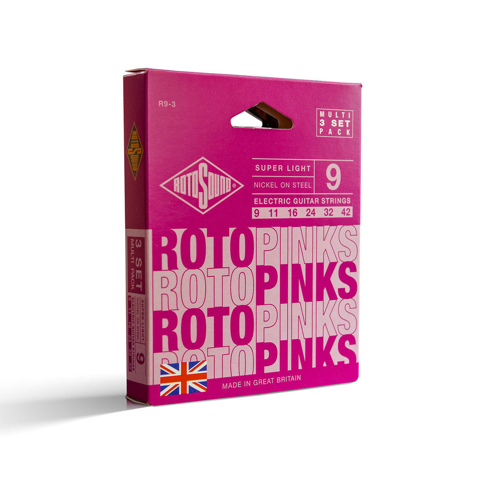 Rotosound Roto Pinks R9-3 corde per chitarra elettrica 9-42, 3 set