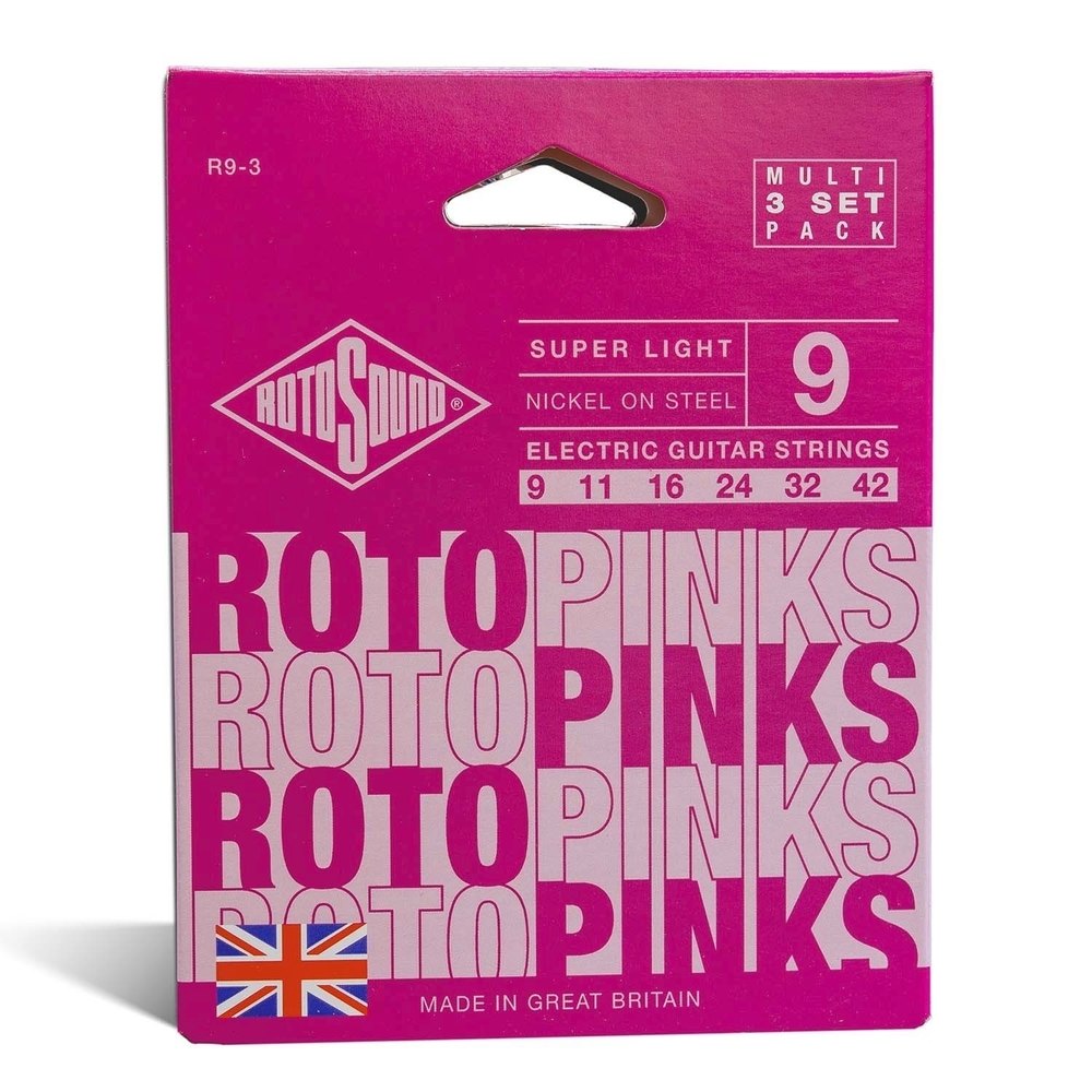 Rotosound Roto Pinks R9-3 corde per chitarra elettrica 9-42, 3 set