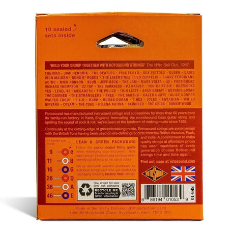 Rotosound Roto Orange RH9-10 corde per chitarra elettrica 9-46, 10 set