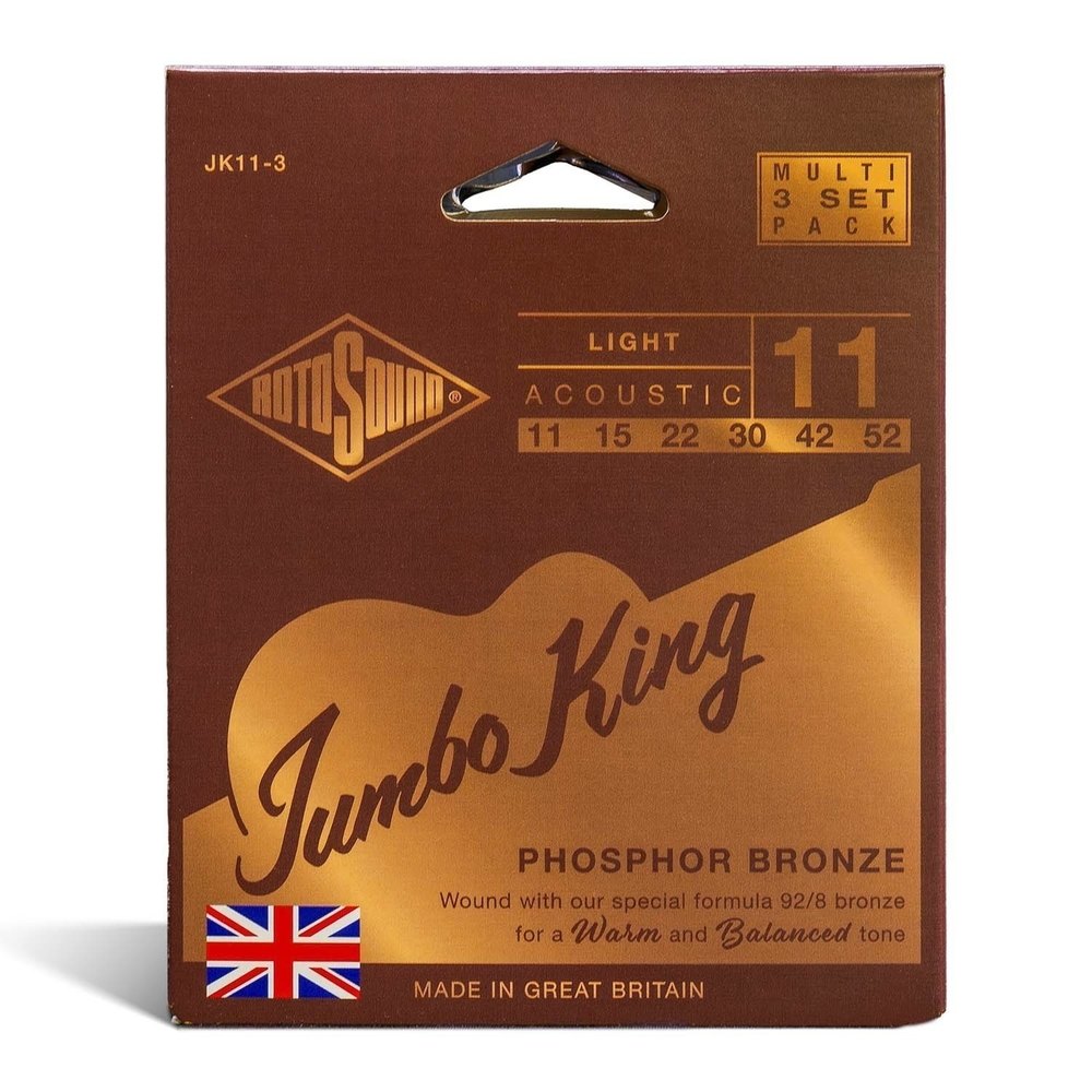 Rotosound Jumbo King JK11-3 corde per chitarra folk 11-52, 3 set