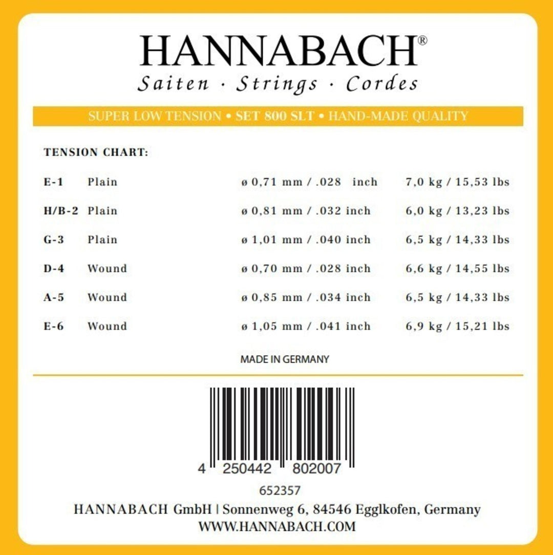 Corde Hannabach per chitarre classiche Serie 800 Tensione Super Low Silver plated - Set Super low (800 SLT)