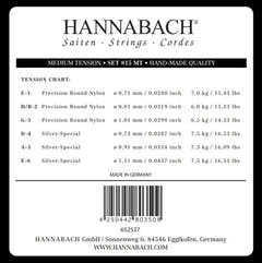 Set per corde acute Hannabach 815 E1, H/B2 e G3, medium tension