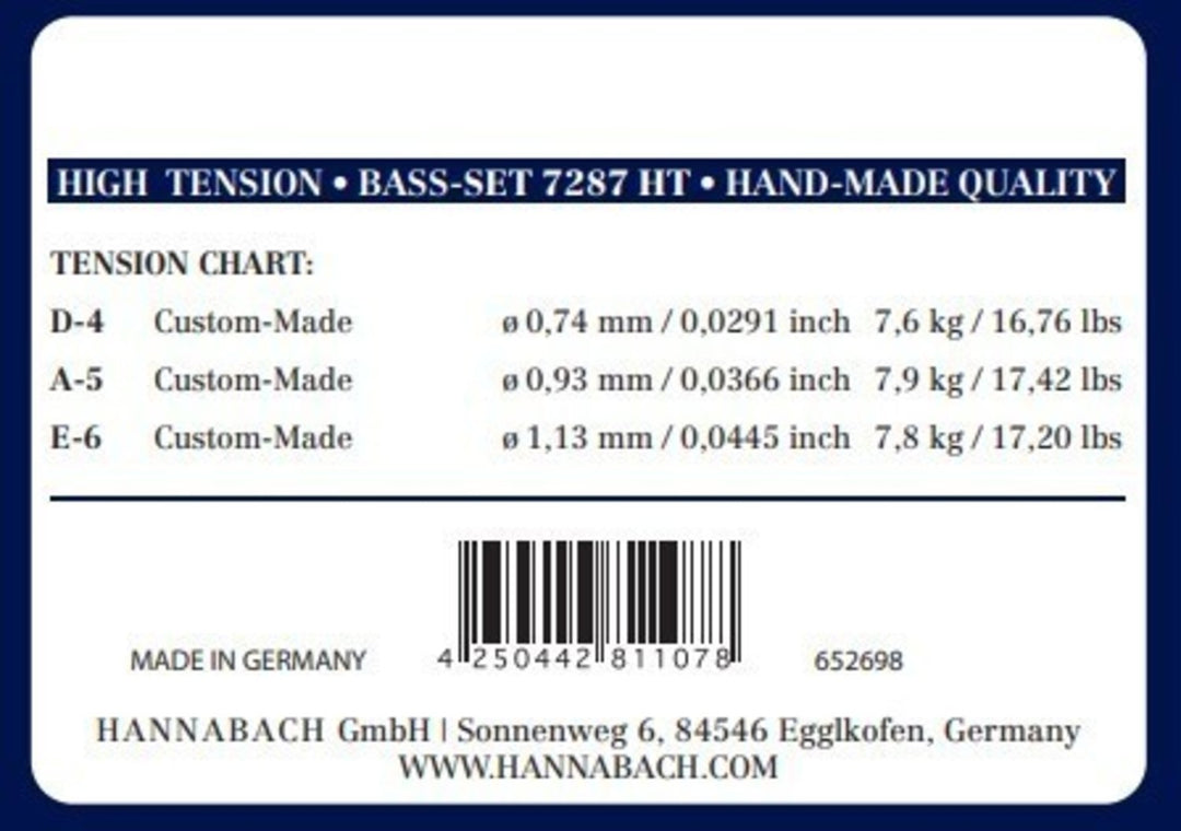 Corde Hannabach per chitarre classica Series 728 High Tension Custom Made - 3er Bass high (7287HT)