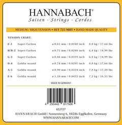 Corde Hannabach per chitarra classica Series 725 tensione Medium/High Goldin - set di 3 corde acute (7258MHTC)