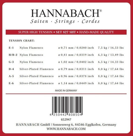 Hannabach 827 corda bassa D4 per chitarre flamenco, super High tension