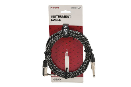 Cavo per strumenti GEWA Pro Line 3 m, tweed bianco e nero, jack angolato