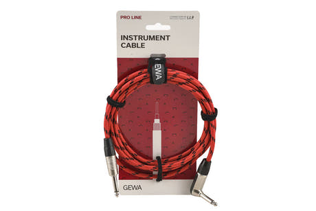 GEWA Pro Line cavo per strumenti 3 m, tweed nero-rosso, jack angolato