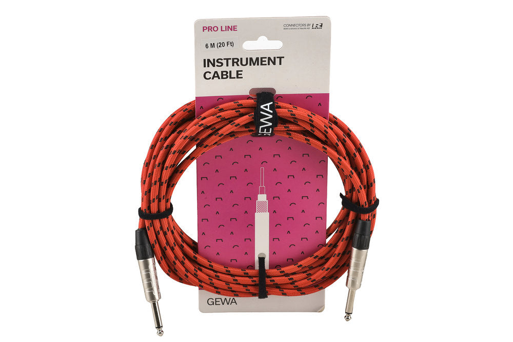 GEWA Pro Line cavo per strumenti 6 m, tweed nero-rosso, jack diritto