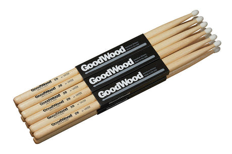 Vater Goodwood 2B bacchette per batteria, hickory di 2ª scelta, punta in nylon
