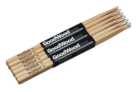 Bacchette per batteria Vater Goodwood 7A, hickory di 2ª scelta, punta in nylon