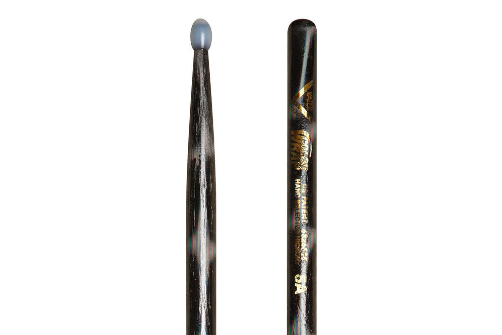 Vater Color Wrap 5A Black Optic bacchette per batteria, hickory, punta in nylon