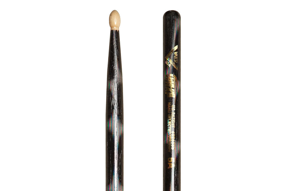 Vater Color Wrap 5A Black Optic bacchette per batteria, hickory, punta in legno