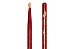Vater Color Wrap 5A Red Sparkle bacchette per batteria, hickory, punta in legno