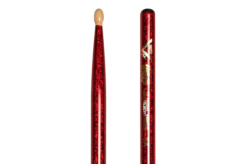 Vater Color Wrap 5A Red Sparkle bacchette per batteria, hickory, punta in legno