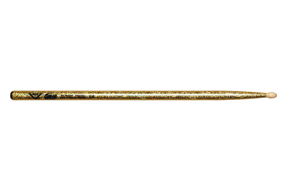 Bacchette per batteria Vater Color Wrap 5A Gold Sparkle, hickory, punta in legno