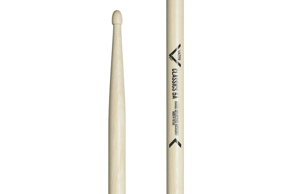 Vater Classics 5A bacchette per batteria, hickory, punta in legno