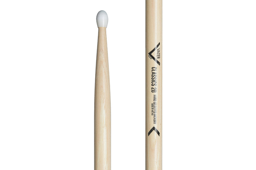 Vater Classics 2B bacchette per batteria, hickory, punta in nylon