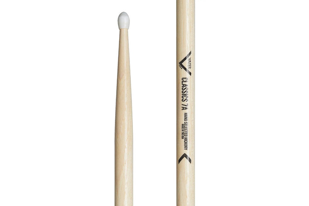 Vater Classics 7A bacchette per batteria, hickory, punta in nylon