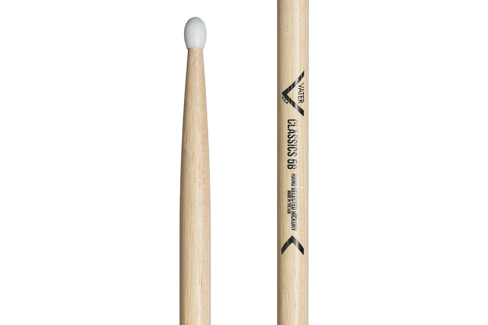 Vater Classics 5B bacchette per batteria, hickory, punta in nylon