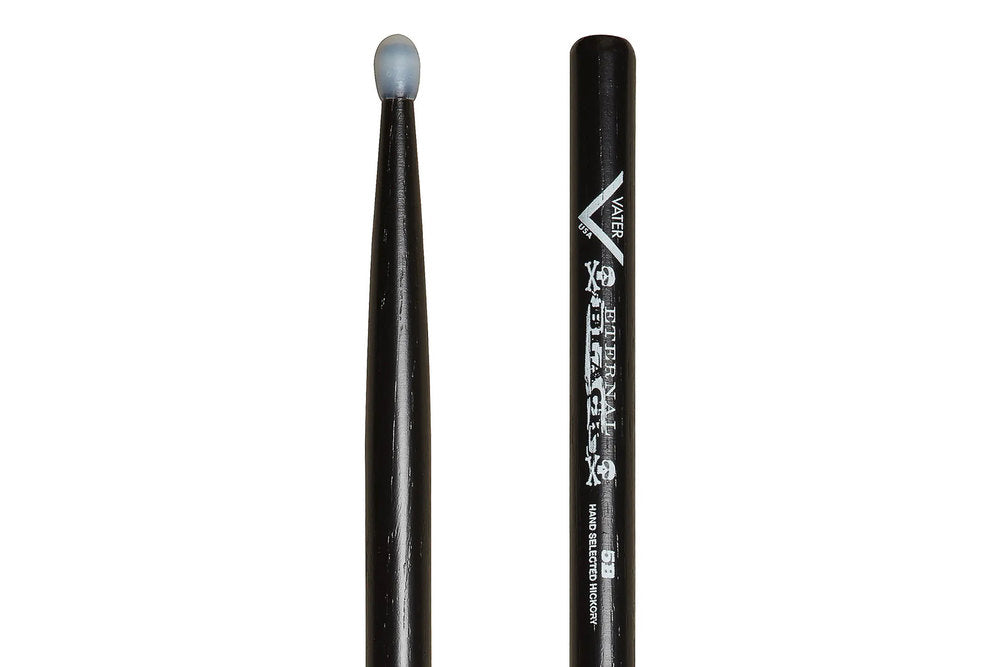 Vater Eternal Black 5B bacchette per batteria, hickory, punta in nylon
