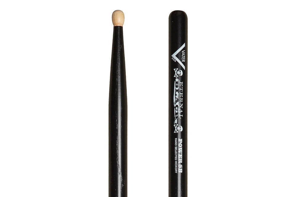 Bacchette per batteria Vater Eternal Black Power 5B, hickory, punta in legno