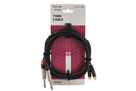 GEWA Pro Line cavo doppio 3 m, 2 x jack a 2 x cinch