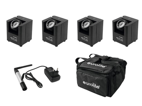EUROLITE set 4x AKKU UP-1 + SB-4 borsa morbida + trasmettitore wireless QuickDMX