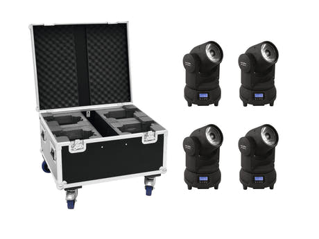 EUROLITE Set 4x LED TMH-X1 Teste Mobile Beam + Custodia