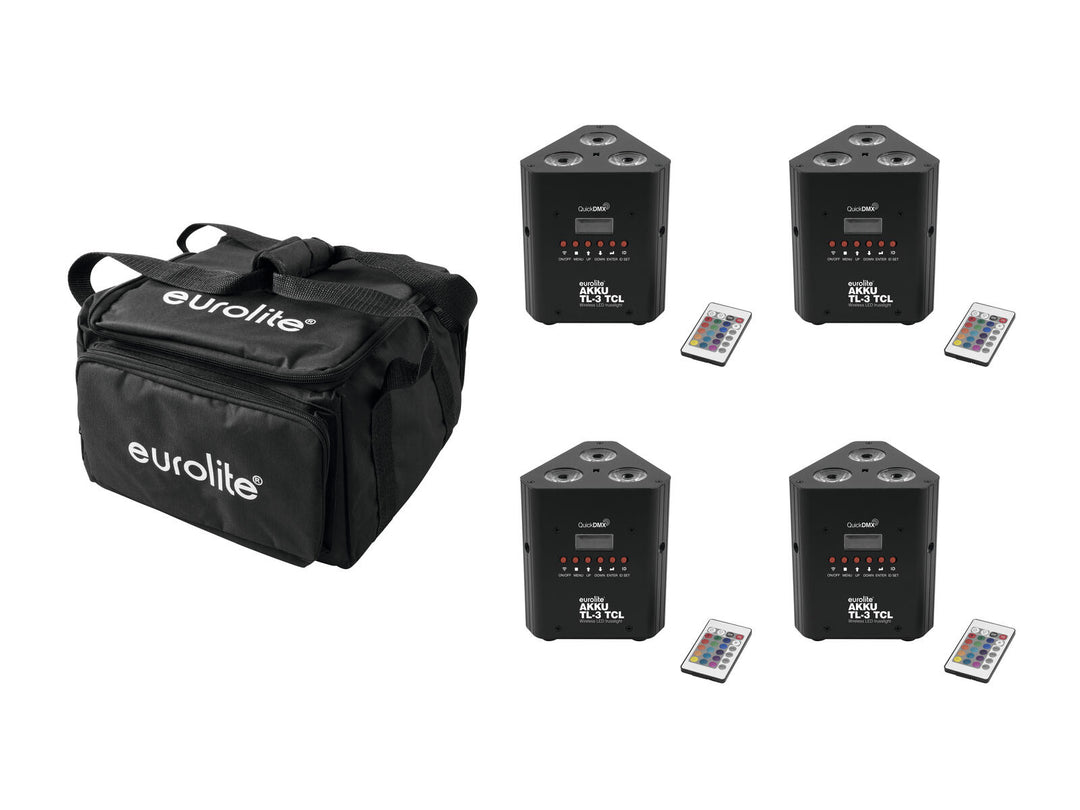 Set EUROLITE 4x AKKU TL-3 QuickDMX + Soft Bag
