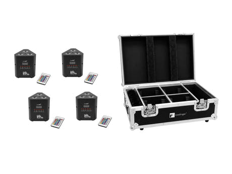 EUROLITE set 4x AKKU TL-3 TCL QuickDMX + case con funzione di ricarica
