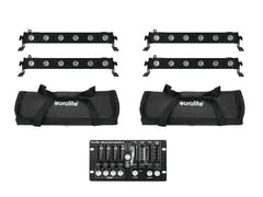 EUROLITE set 4x LED BAR-6 QCL RGBW + 2x Borsa morbida + Controller