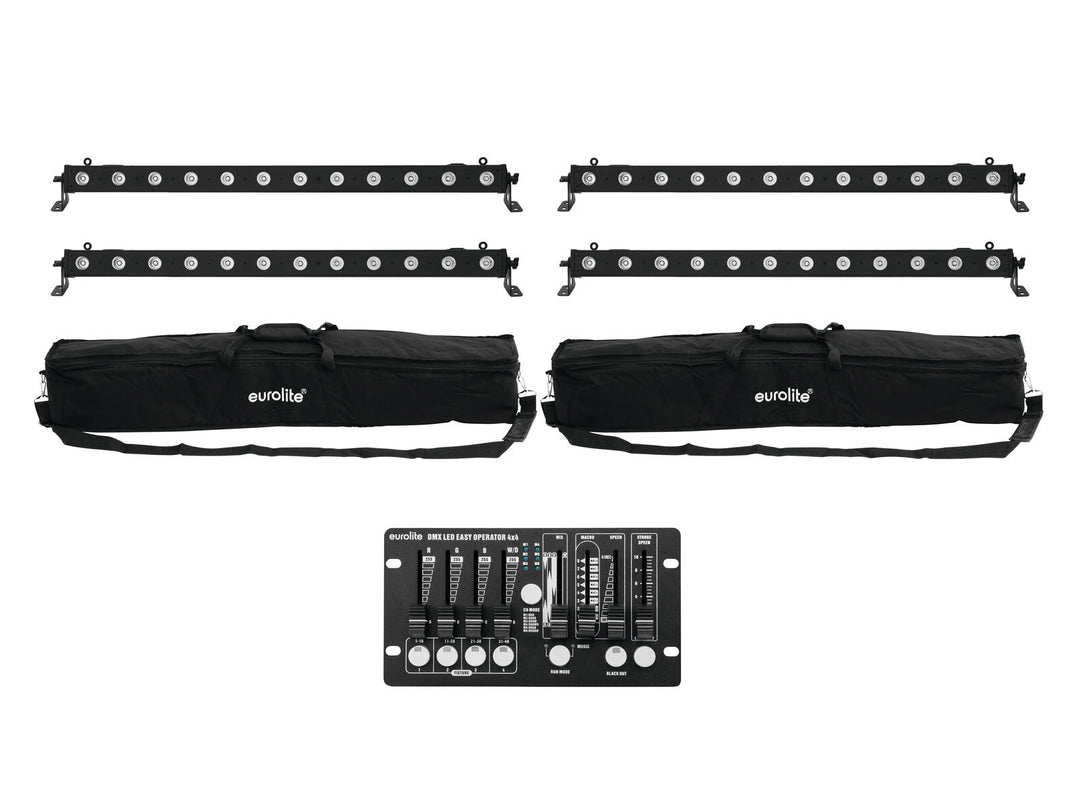 EUROLITE Set 4x LED BAR-12 QCL RGBW + 2x Borsa morbida + Controller
