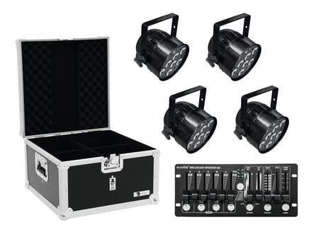 EUROLITE Set 4x LED PAR-56 HCL bk + Custodia + Centralina
